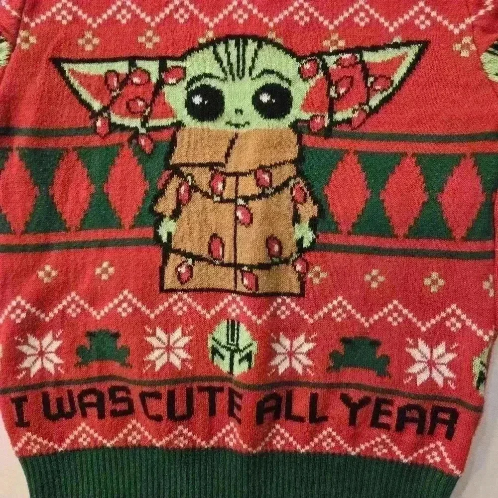 Star Wars Grogu Ugly Christmas Sweater Red Green Baby 18 months